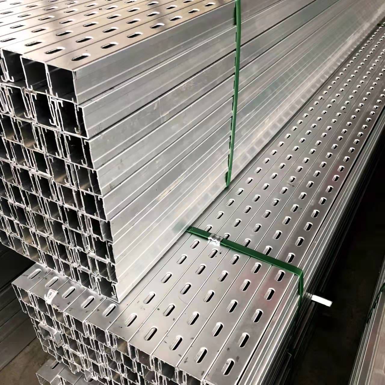 Hot-dip galvanized C- shaped steel factory anti-seismic bracket photovoltaic bracket purlin rail 41x 41 punching C- shaped groove steel U-shaped steel