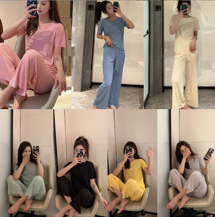 Комплект из трех предметов из льняного шелка для женщин, свободные и удобные пижамы, дизайн на шнуровке, приятная к коже ткань, простой трехмерный костюм