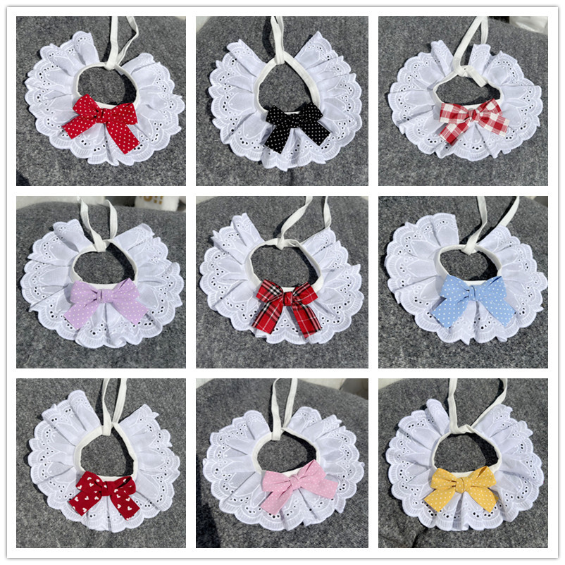 Cute Bib Collar Cat Dog Slip Towel Teddy Bib Round Neck Scarf Sweet Lace Bib