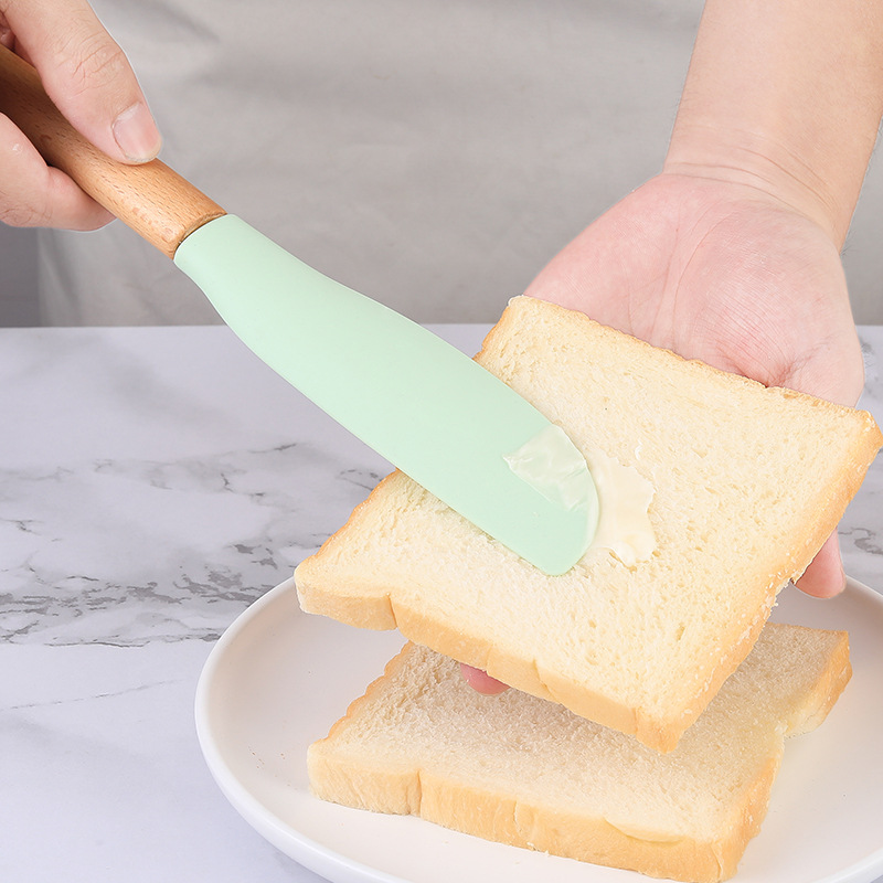 Silicone baking 6-piece wooden handle cake cream scraper butter spatula egg beater bread oil brush baking suit