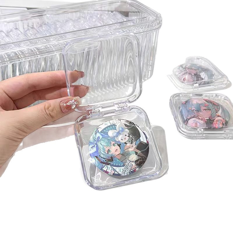 Bar Storage Box Transparent Acrylic 58/75mm Badge Sealed Flow Hemp Display Stand Single Millet Protective Cover