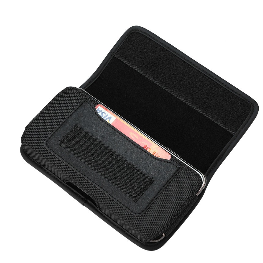 Suitable for Iphone15 Vertical and Horizontal Max Leather Case Card Oxford Cloth Nylon Fabric Wear Belt Waist Bag