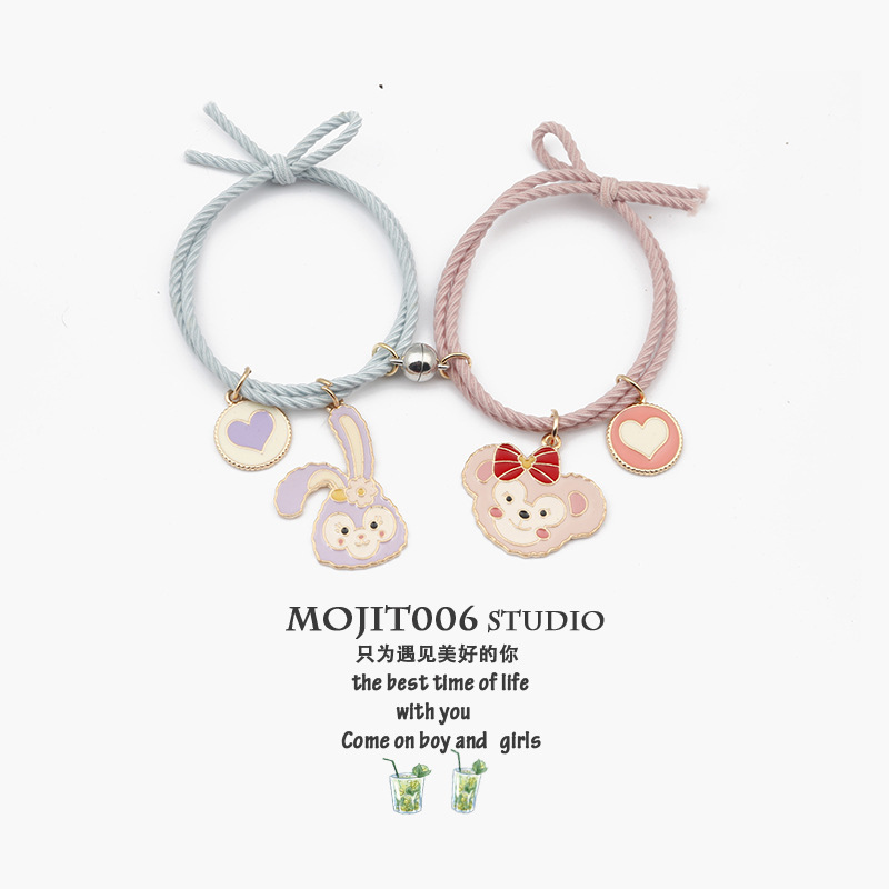 Melody Culomi Couple Bracelet Pair for Boyfriend Small Leather Case Best Friend Magnet Attraction Bracelet Headband Women