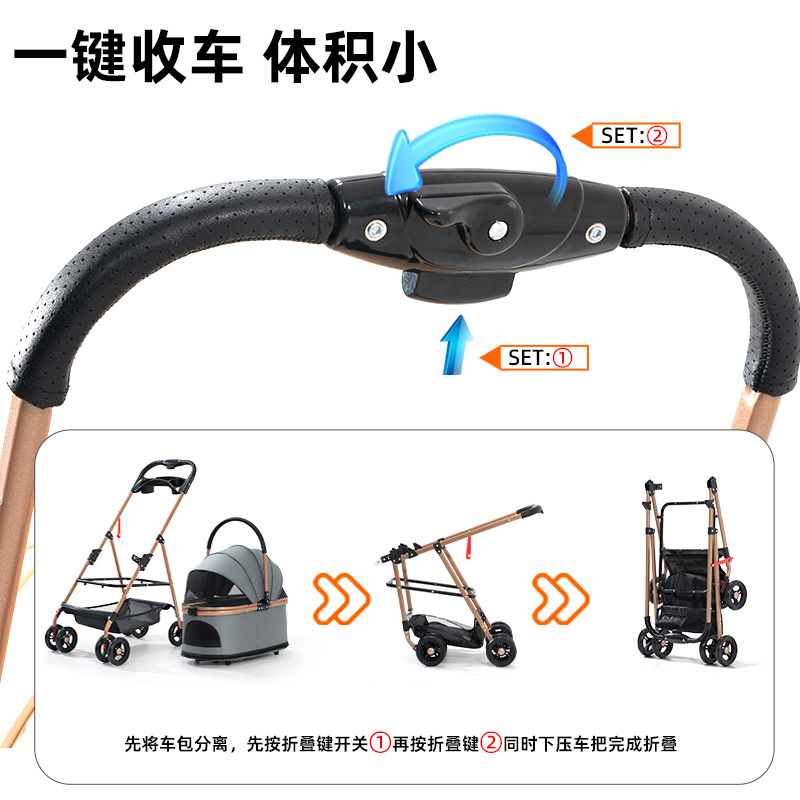 Wholesale Pet Cart Dog Cat Trolley Bag Separated Out Small Dog Trolley Lightweight Foldable