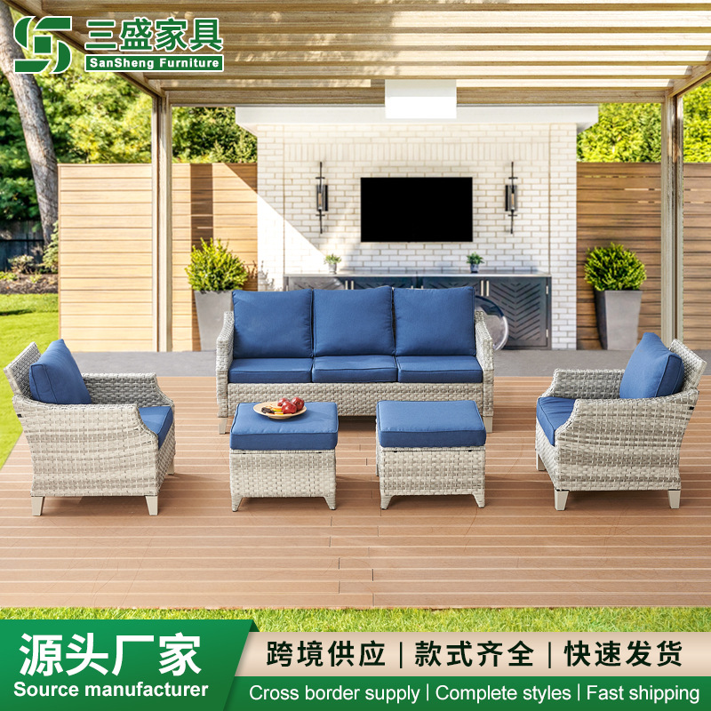 Уличный ротанговый диван-комбинация для террасы, трехместный, с навесом, для балкона, гостиничного лаунжа, кровать