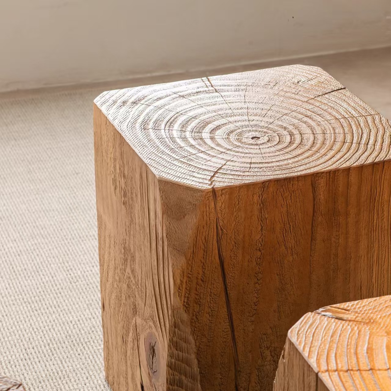 Solid Wood Square Wooden Pier Table Storage Rack Display Table Flower Rack Sofa Side Several Flowers Several Silent Style Floor Bonsai Rack