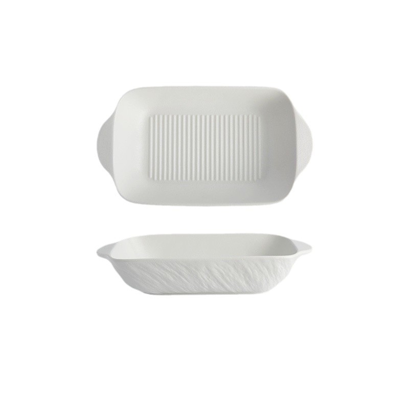 Rock Pattern Frosted Ceramic Baking Bowl Household Microwave Oven Plate Advanced Sense Oven Utensil Binaural Baking Pan