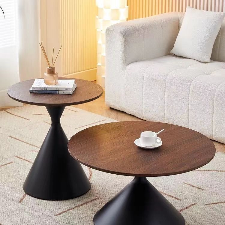 Round Coffee Table for Home Designers, Small Apartment Living Room, Solid Wood, Minimalist Nordic Style, Fully Solid Wood, Light Luxury