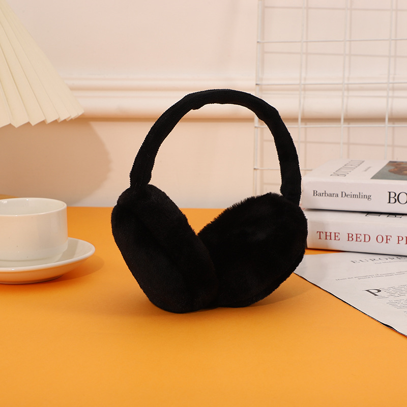 New Winter Earmuffs Pure Color Plush Foldableing Hamburger Earmuffs Stretchable Couple Style Women's Warm Windproof Earbags for Men