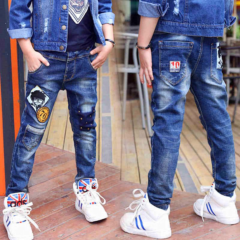 Children's Jeans, Boys' Pants, Spring and Autumn Children's Clothing, Front and Back Real Pockets, Medium and Large Children's Washed Trousers Manufacturer Wholesale