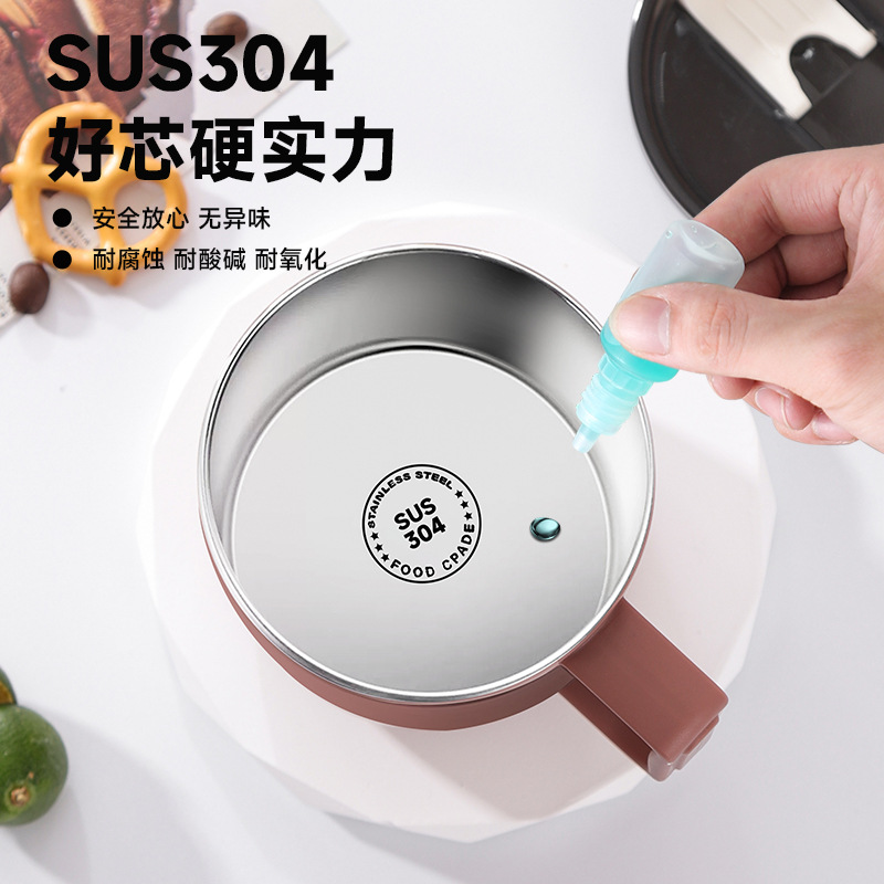 Mug 304 Stainless Steel Anti-Fall with Lid Student Dormitory Milk Cup Men's and Women's Home Water Cup Office Coffee Cup