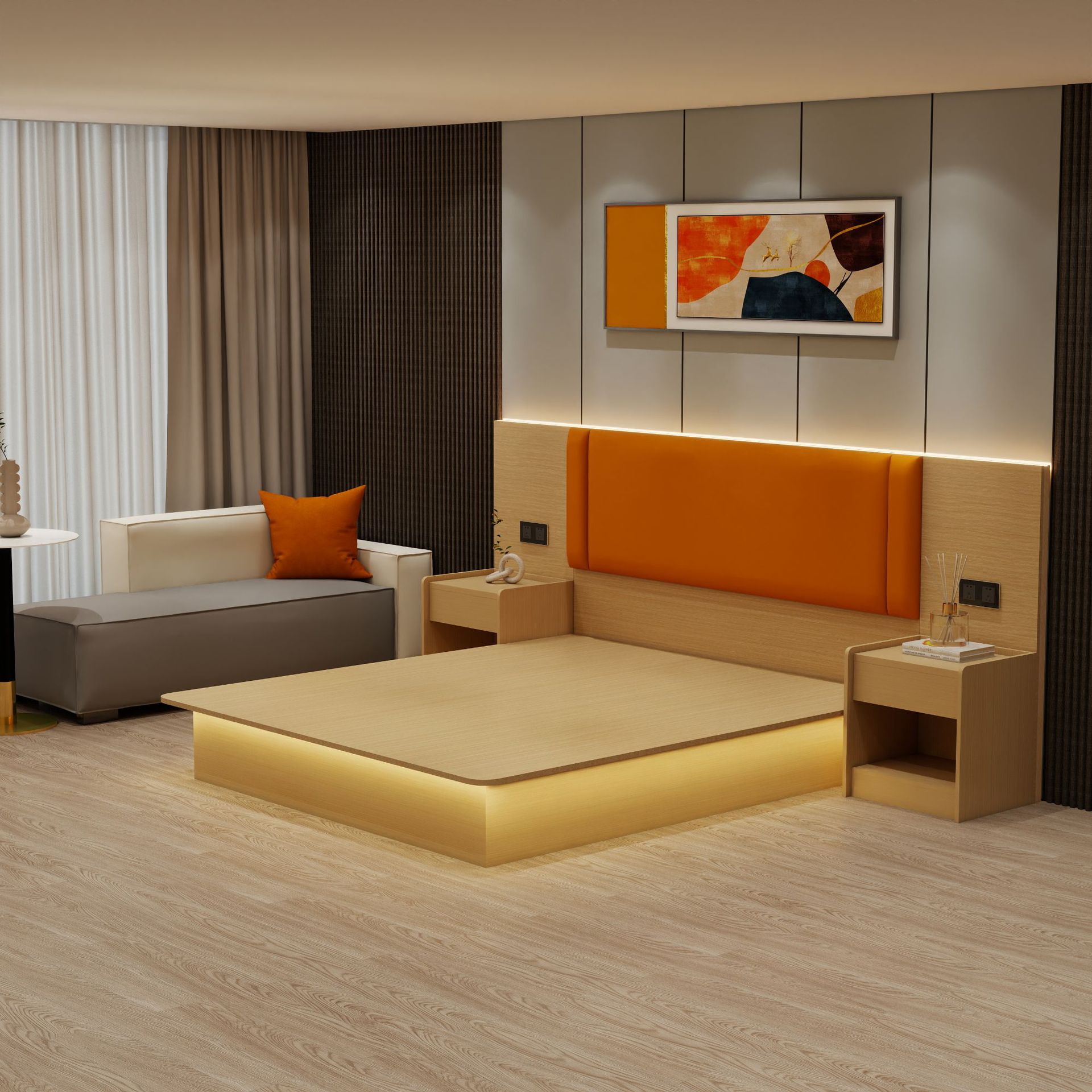 Hotel Furniture Standard Room Full Set Hotel Bed Frame Hotel Furniture Custom Bed Box Hotel Furniture Hotel-Specific Bed