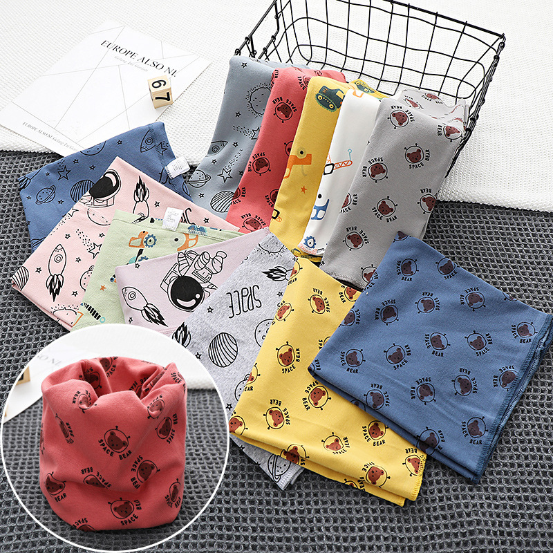 Новый осенне-зимний детский безкостный шарф, хлопковый, мультяшный, многофункциональный