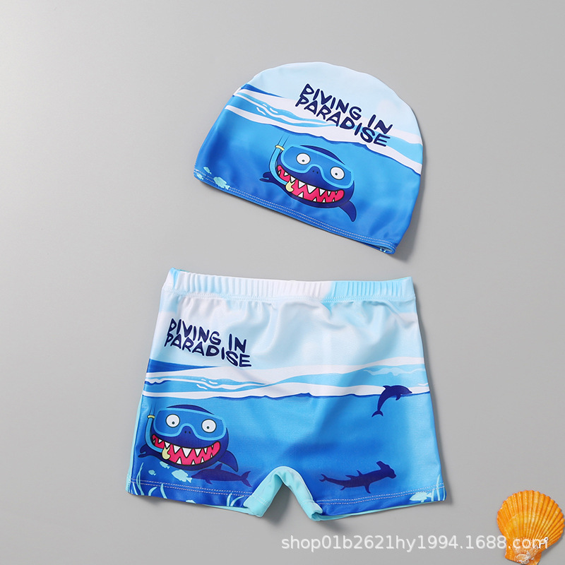 2023 swimwear children's swimming trunks comfortable cute boy swimwear Korean printed beach boxer swimming trunks wholesale