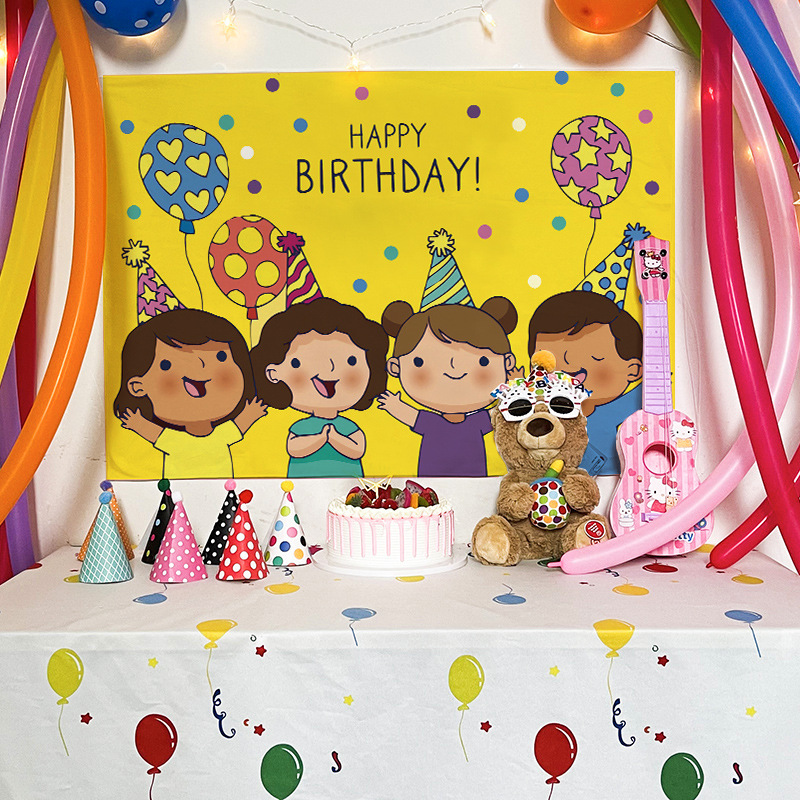 ins Birthday Background Cloth Children's Hundred Days Old Banquet Party Decorative Tapestries Tapestries Simple Mori Style Flag Bedroom