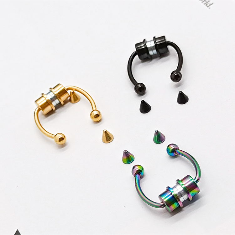 New Stainless Steel Magnet Nose Ring Horseshoe Ring Nose Clip Non-porous Nose Hoop Magnetic Nose Nail Nose Jewelry Wholesale