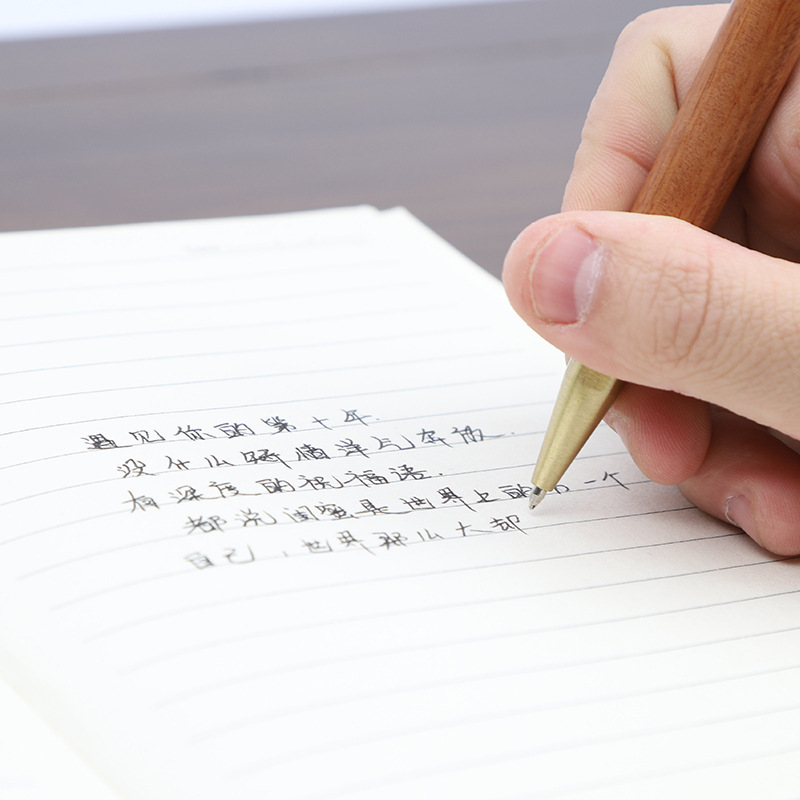 Wooden Signature Pen Metal Brass Gel Pen Redwood High-end Business Men's Black Signature Pen