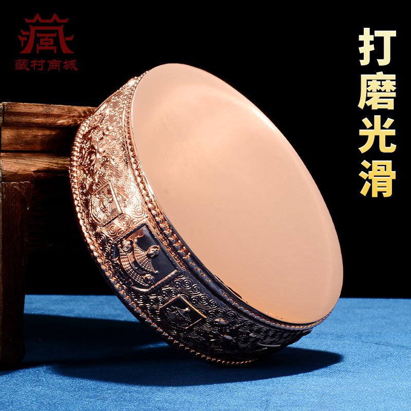 Red Copper Manzha Plate Eight Auspicious Carved Manda Plate Desktop Ornaments Xizang Household Manzha Luoxiu Plate Complete Set