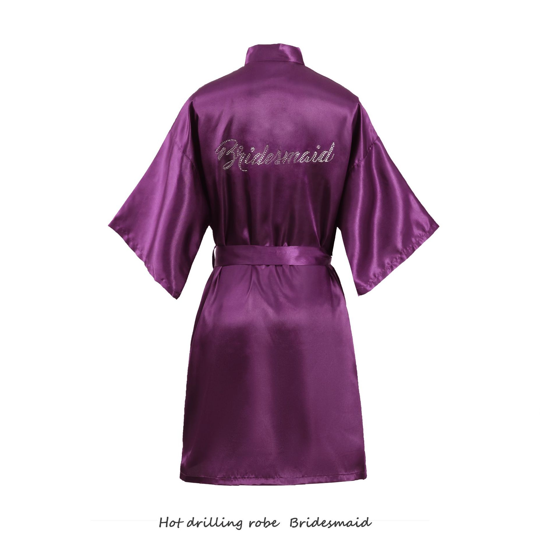 Bridesmaid Nightgown Women's Summer Ice Silk Thin Bridesmaid Chestnut Morning Gown Nightgown Wedding Girlfriend Cardigan Bathrobe