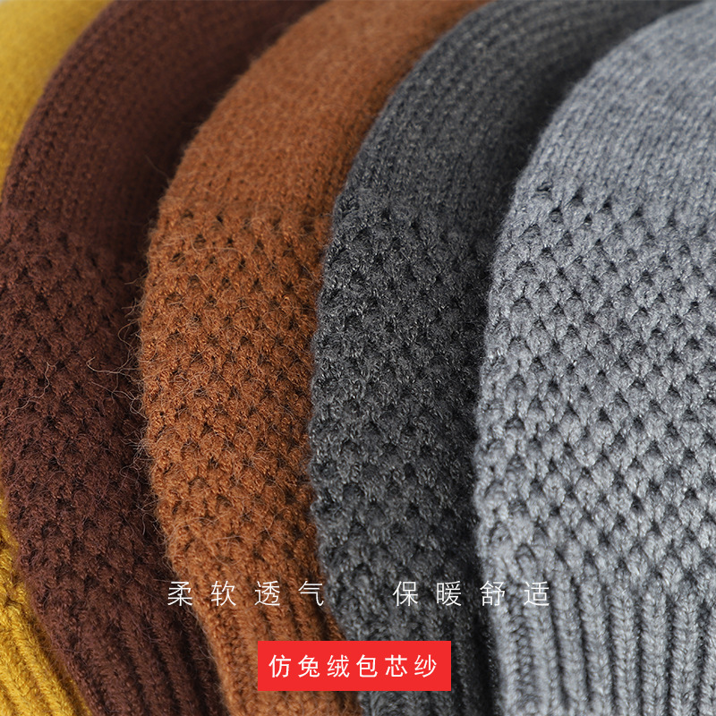 Monk Melon Hat Winter Warm Monk Hat Faux Rabbit Velvet Knitted Wool Hat Bichkhuni Hat Master Monk Flat Top Hat