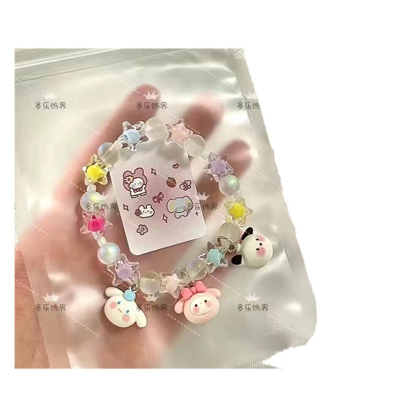 Sanrio Bracelet diy Head Star Bracelet Female Melody Cinnamon Dog Kulomi Crystal Bracelet Best Friend