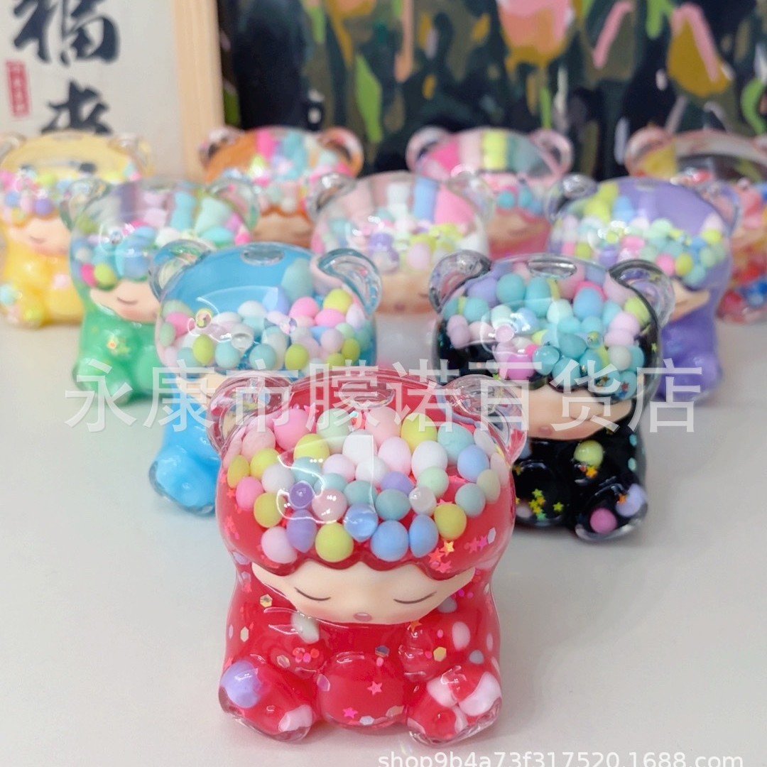 New Yunmeng quicksand ornaments dried flower large giant Yunmeng bear Macaron stereo desktop ornaments wholesale