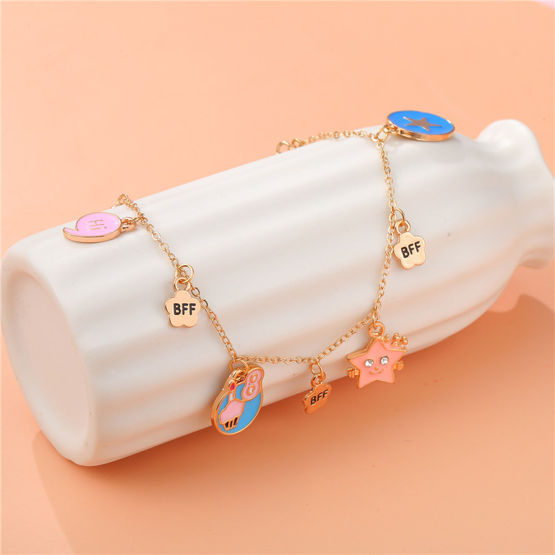 Cross-Border Hot-Selling Kidsren's Jewelry Kidsren's Jewelry Bff Bracelet Cartoon Star Alloy Oil Dripping Kidsren's Bracelet