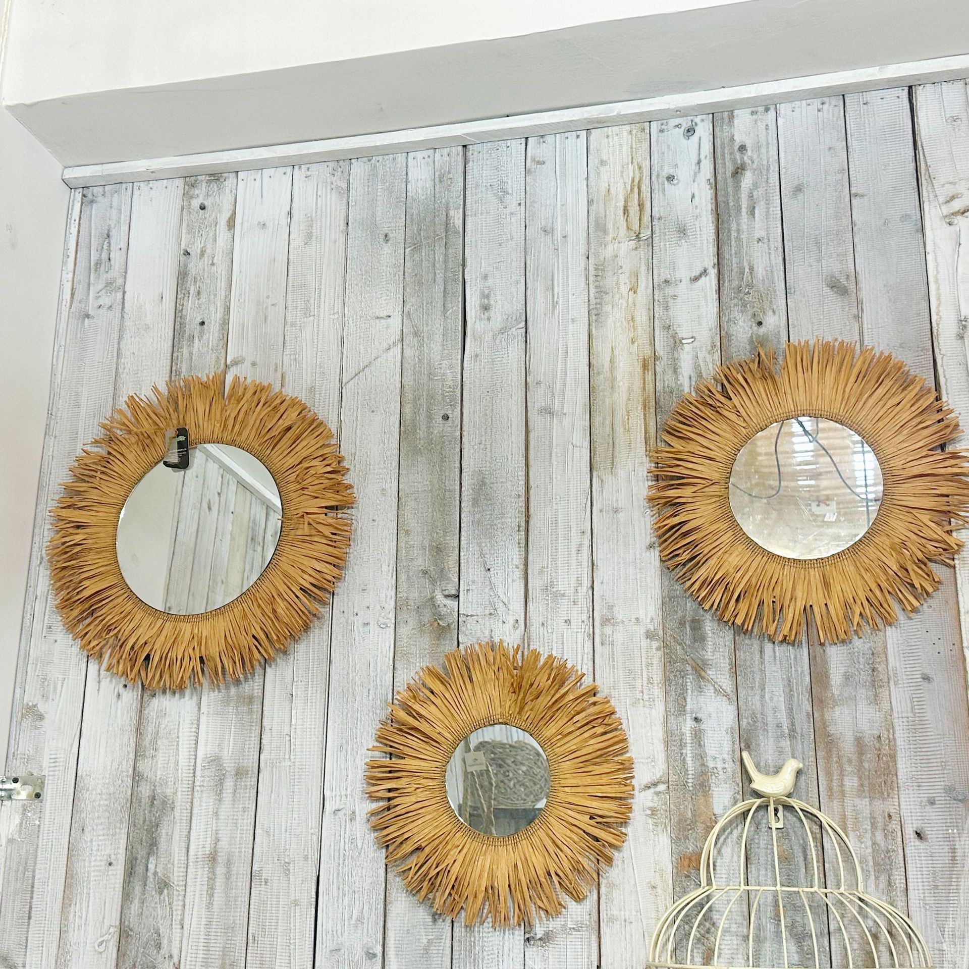 Ретро круглое украшение из рафии, ручная работа, домашнее украшение, зеркало, отель, постель и завтрак, настенное украшение