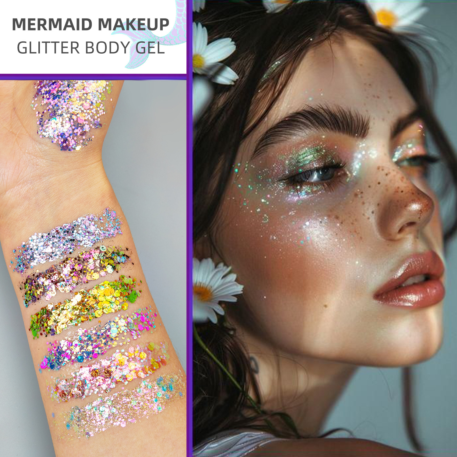 Cross Border 8 Color Bag Mermaid Gel Gel Body Glitter Sequins Marine Mermaid Makeup Eye Shadow Face Patch