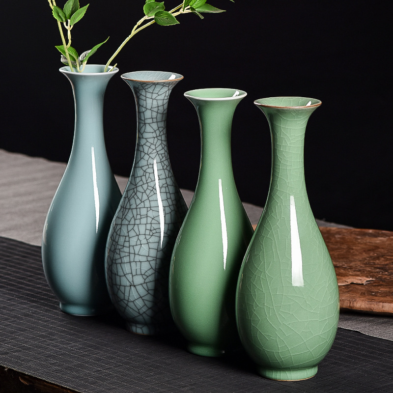 Целадоновая ваза Гуаньинь, креативная гидропонная ваза для сухих цветов, керамическое украшение в стиле дзен