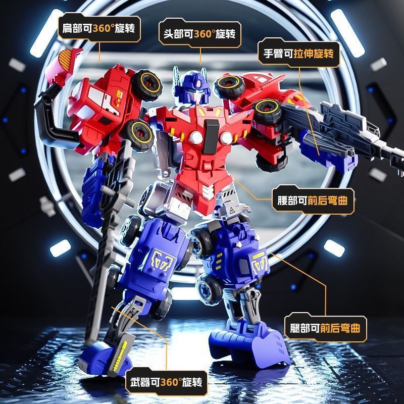 Cross-Border Children's Transforming Car Robot 6-in-1 Toy Assembly and Disassembly Engineering Vehicle Model Boy Gift Wholesale