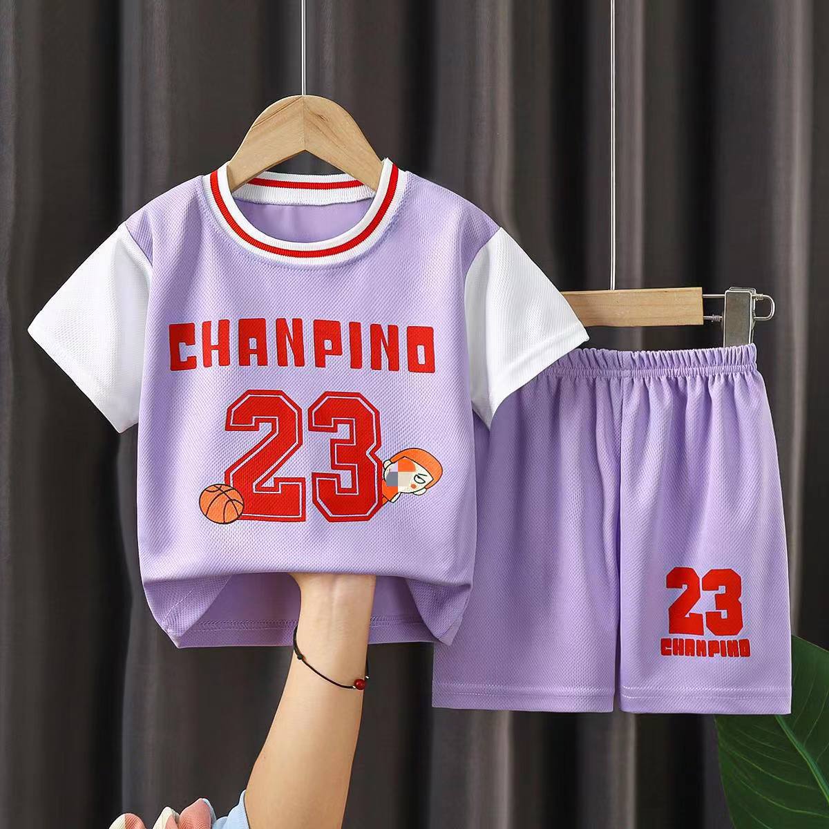 Children's Ball Clothes suit Summer Baby Basketball Clothes Short-sleeved Sportswear Boys and Girls Middle and Big Children's Vest Shorts Jersey