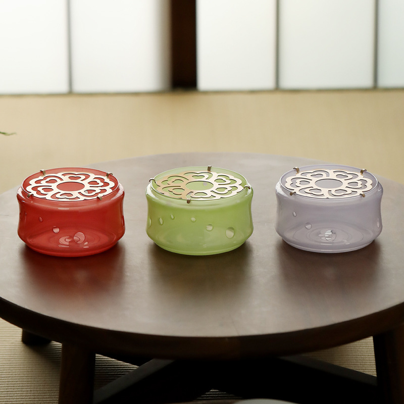 Креативная жаропрочная стеклянная плита для чая, маленькая плита, подставка для чая, термоподогреватель