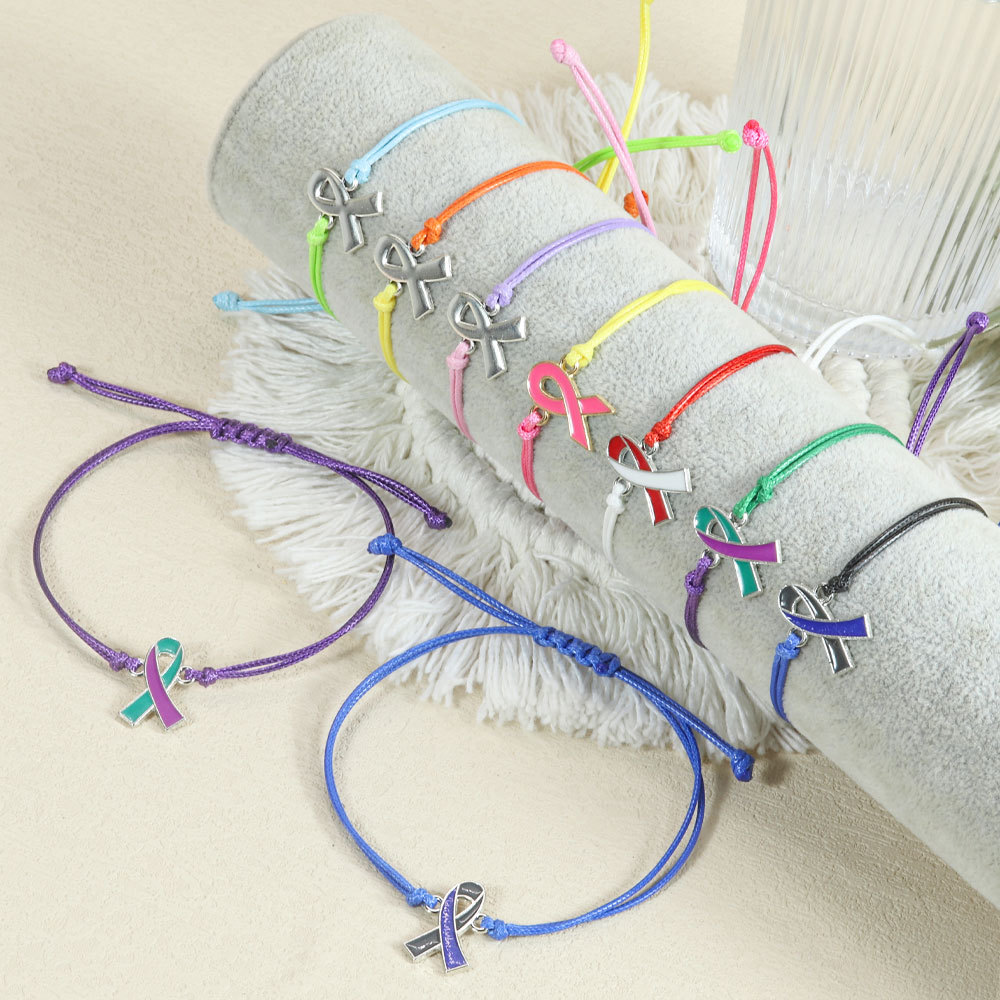 Cross-Border New Care for Women's Health Jewelry Pink Ribbon Bracelet Breast Care Day Pullable Bracelet Holiday Gift