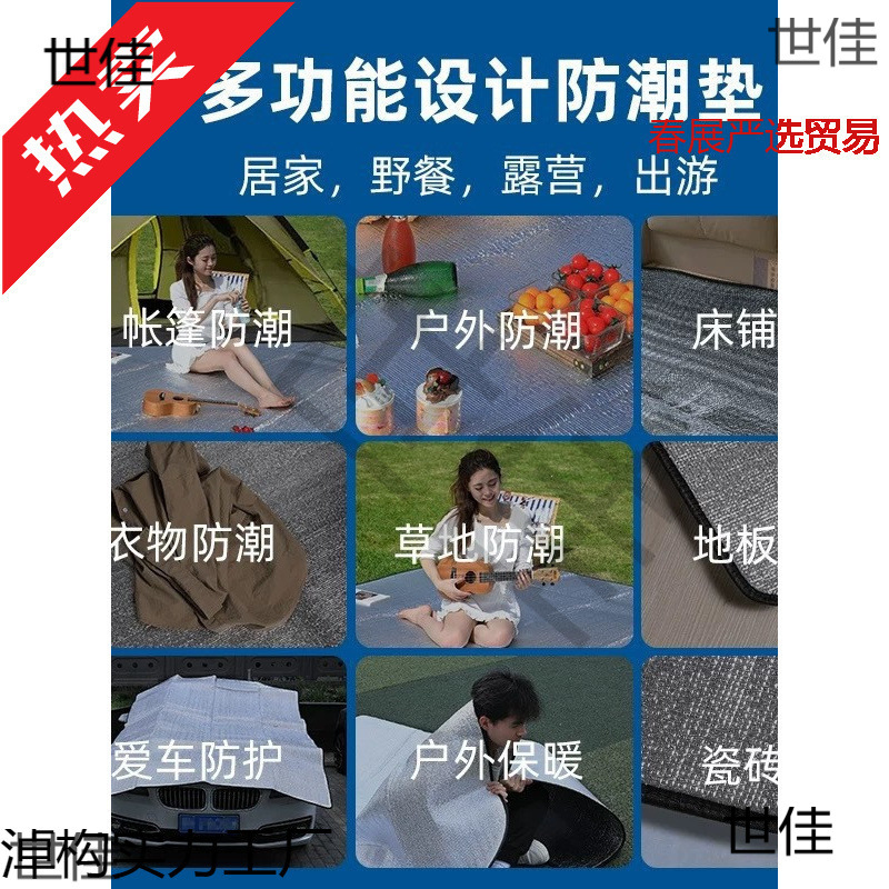 Picnic Mat Outdoor Moisture-Proof Mat Double-Sided Aluminum Film Portable Camping Tent Beach Mat Double Lunch Break Mat Thickened
