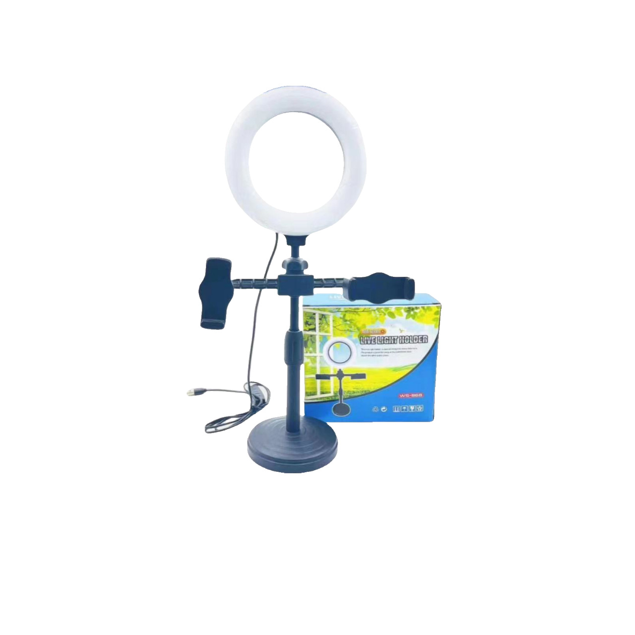 Desktop disc light supplement bracket live selfie 6 inch ring light supplement desktop dual mobile phone bracket