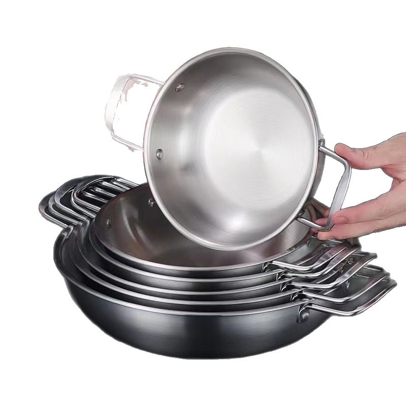 Korean Instant Noodle Pot Stainless Steel Soup Pot Double-Eared Golden Ramen Pot Seafood Pot Thickeneded Army Pot Household Noodle Cooking Pot