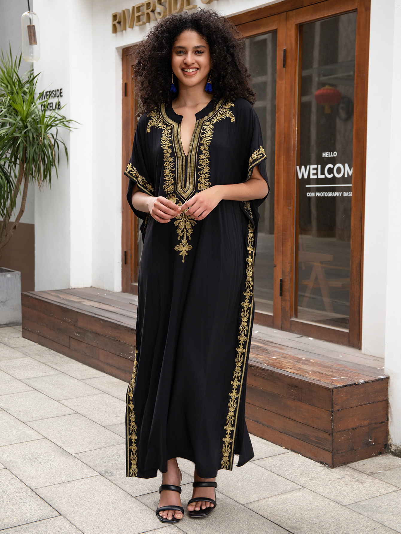 Накидка для пляжа, с вышивкой, отпускной халат, на Амазон (многоцветный) L23170 L