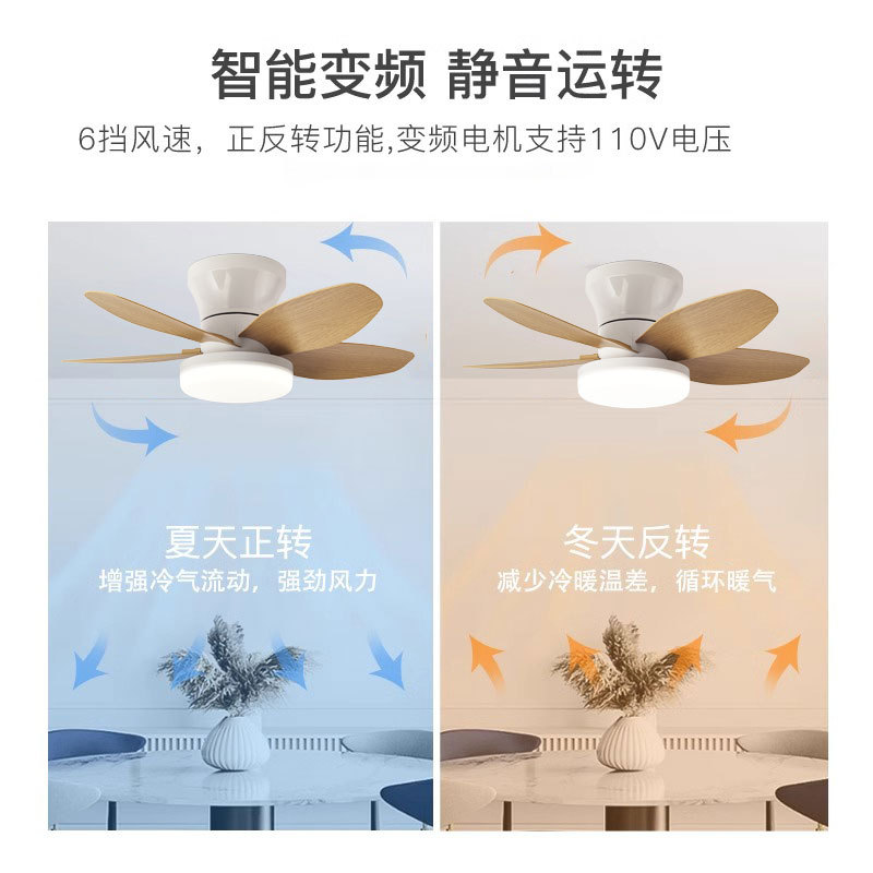 Cross-border sunrise bedroom ceiling fan lamp dining room study ceiling fan lamp mute frequency conversion living room lamp 2025 new