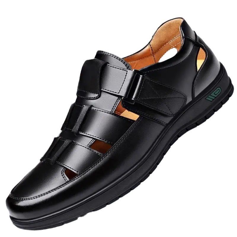 Summer Hollow Sandals Men Casual Breathable Soft Sole Soft Surface Hole Shoes Middle-aged Dad Shoes Wholesale Dropshipping