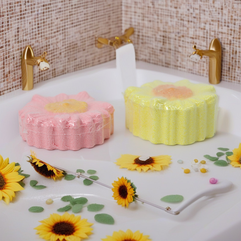 Cross-Border Amazon Sunflower Souvenir Bath Salt Ball Foreign Trade Wholesale Small Daisy Aromatherapy Essential Oil Flower Bath Ball