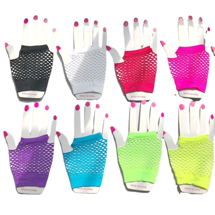 A large number of spot fishing net gloves nightclub bar mesh gloves clothing accessories black short gloves wholesale