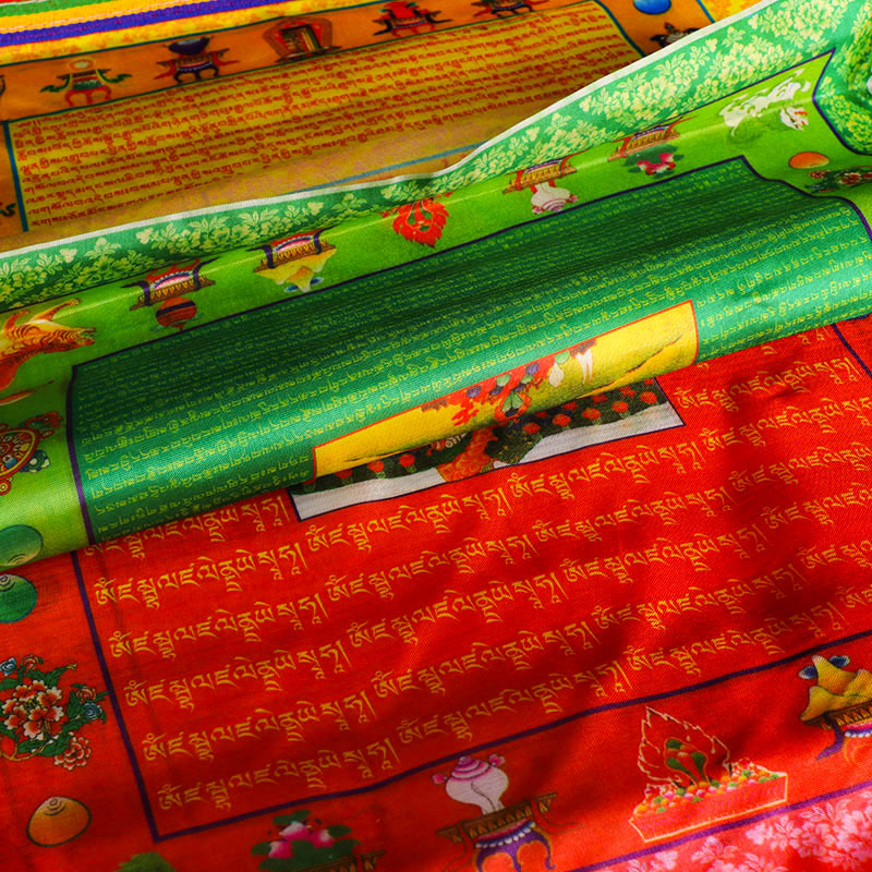 Xizang Buddhist Supplies Color Printing Five-color Flag Sutra Flag 10 Silk Cloth Flag 10 in 1 Sutra Flag Fengma Flag Longda Batch