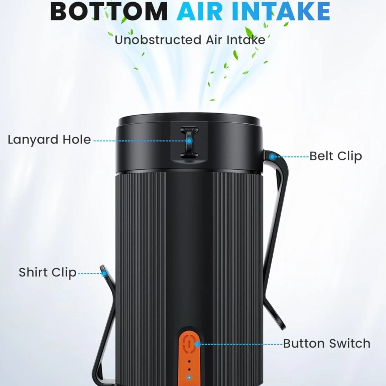 Cross-border dedicated to hot sale portable 4-gear high-speed wind waist sports outdoor fan