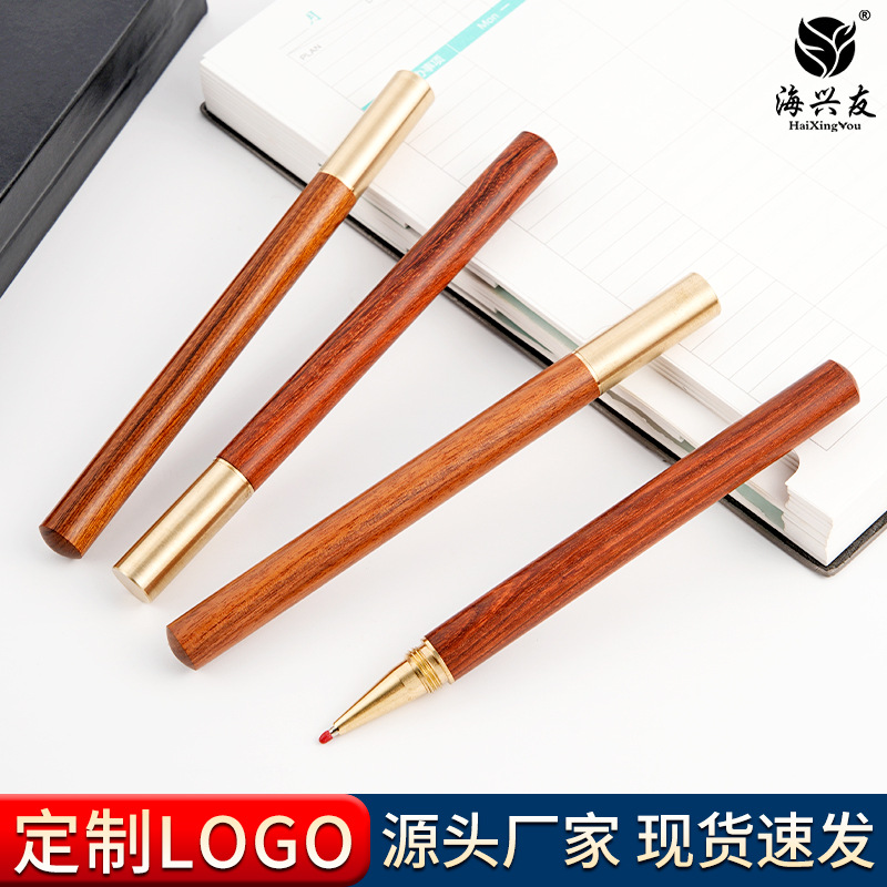 Оптовая продажа креативной гелевой ручки с латунным и черным держателем, бизнес-подарок, резьба логотипа