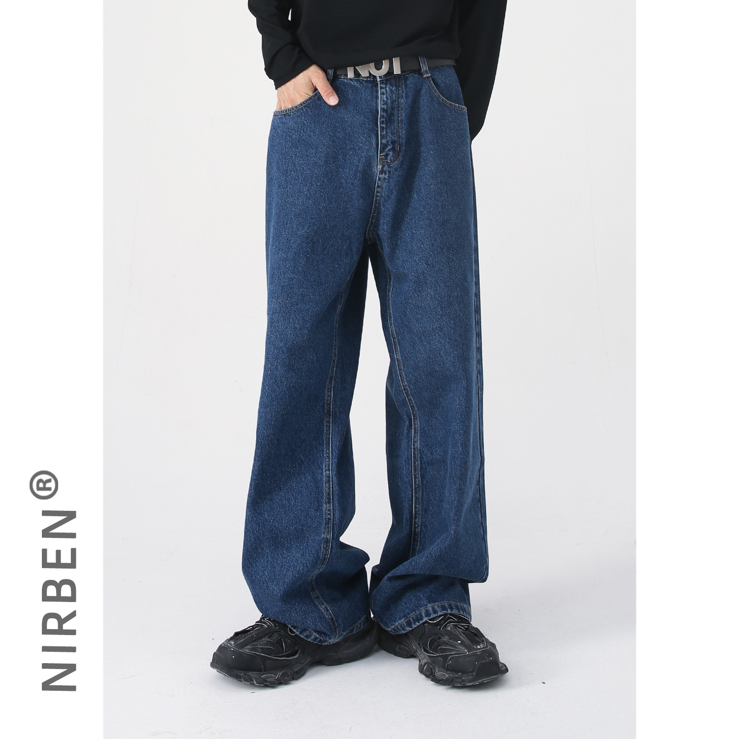 Nirben Cowboy |    Basic Best-Selling Item: Ten Colors Available, Loose Fit, Semi-Elastic Waist, Straight-Leg Denim Pants.
