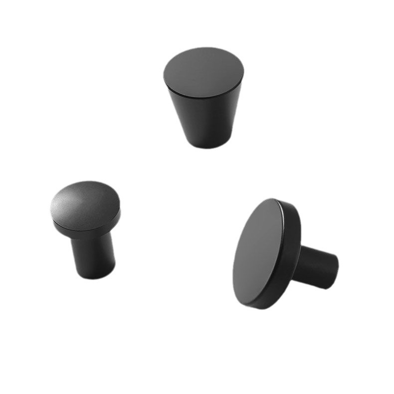 Aluminum Alloy Round Single Hole Handle Gold Cabinet Drawer Wardrobe Door Handle Black Simple Furniture Hardware Handle