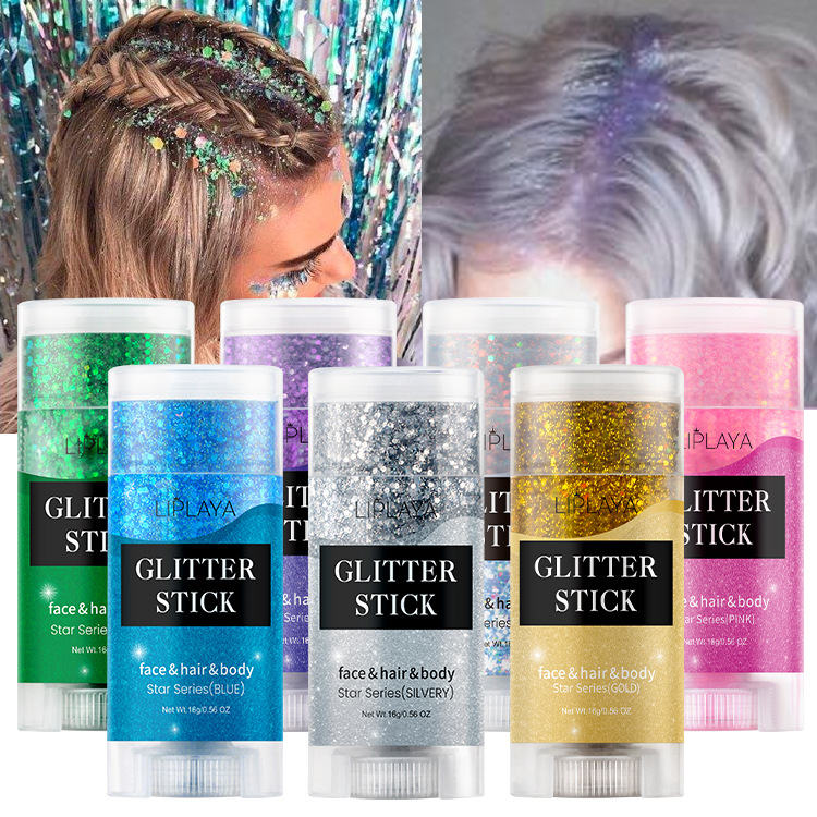 Cross-border makeup GLITTER STICK GLITTER STICK sequins magic color pearlescent stage party body hair cream