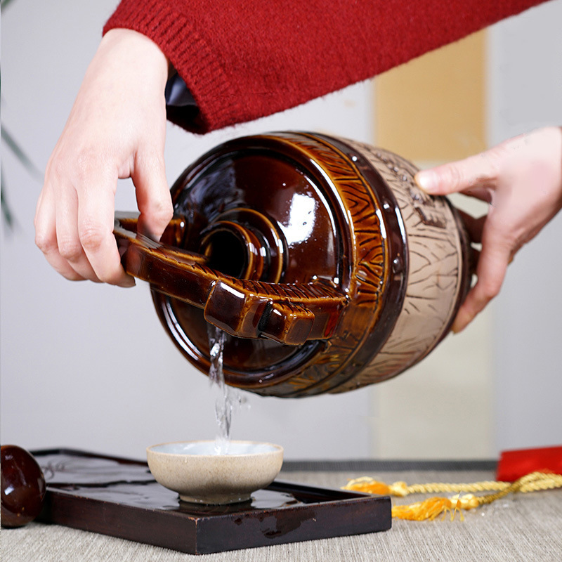 Yixing spot ceramic wine jar wine bottle 3kg 5kg ceramic wine jar handmade wine jar clay wine jar wholesale