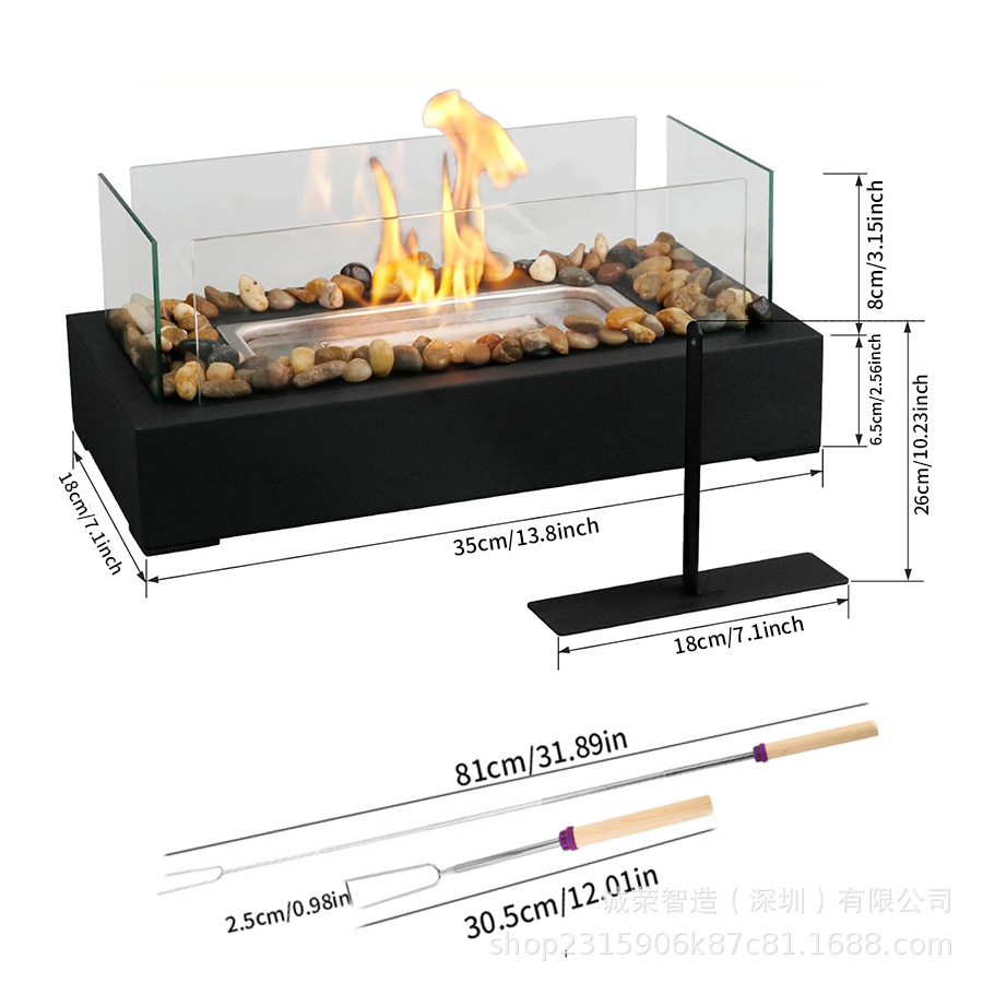 Cross-border Hot Selling Desktop Alcohol Fireplace Outdoor Portable Heating Stove Fire Pit Square Metal Fireplace New